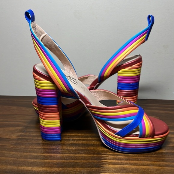 EXE MULTICOLORED PLATFORM HEELED SANDALS OPHELIA-832 - Picture 9 of 11